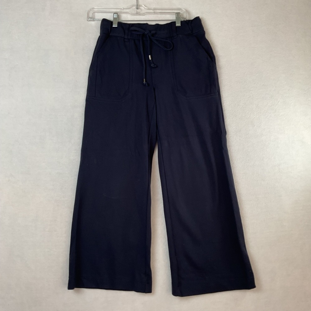 Democracy Navy Blue Wide Leg Drawstring Knit Pants Petite Small